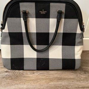 Kate Spade black and cream plaid large tote